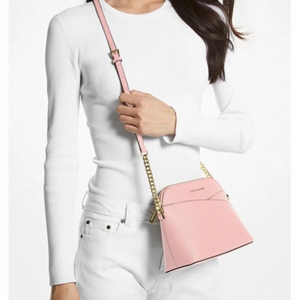 MICHAEL KORS Jet Set Travel Medium Dome Crossbody Bag Powder Blush  NWT